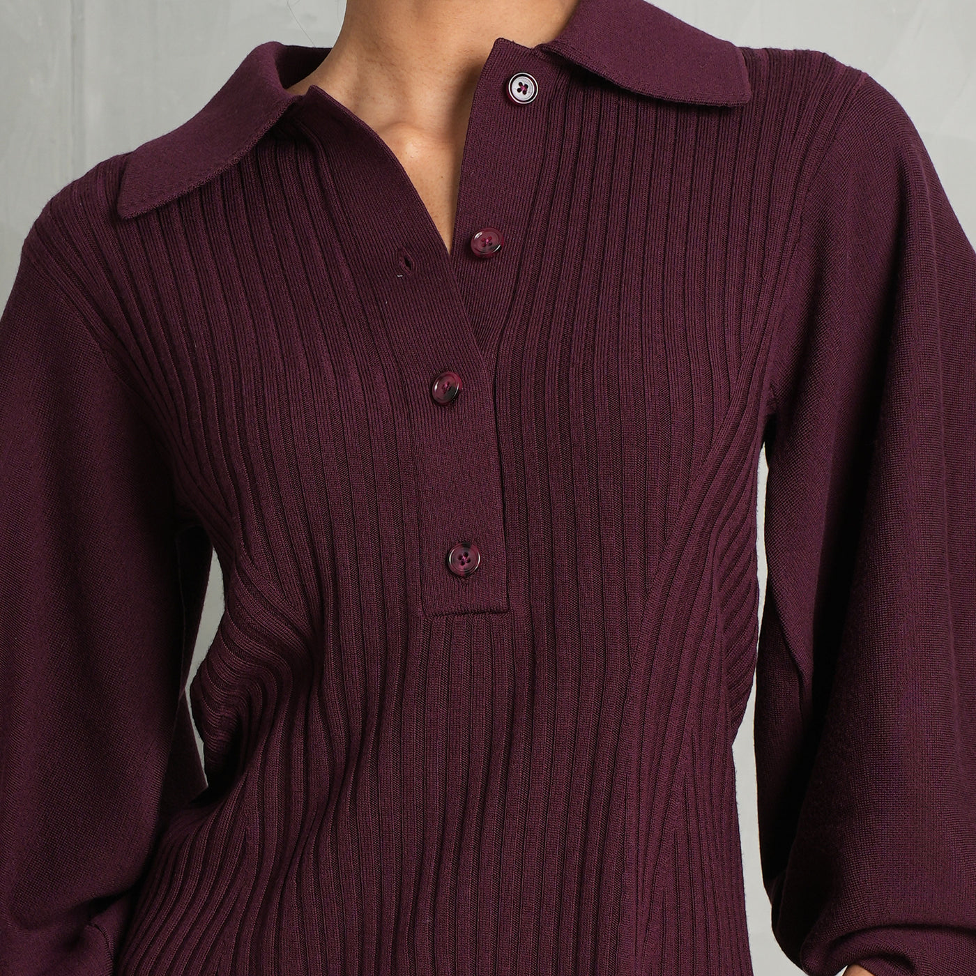 CHLOÉ  purple collar ribbed knit pullover