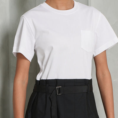 Sacai White Poplin Jersey Dress