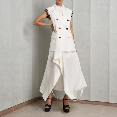 SACAI White Suiting Mix Dress with a double-breasted closure