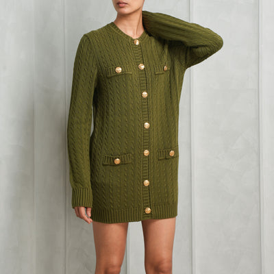 Chloé UtiliKhtarian Cable-Knit Cardigan Khaki Green