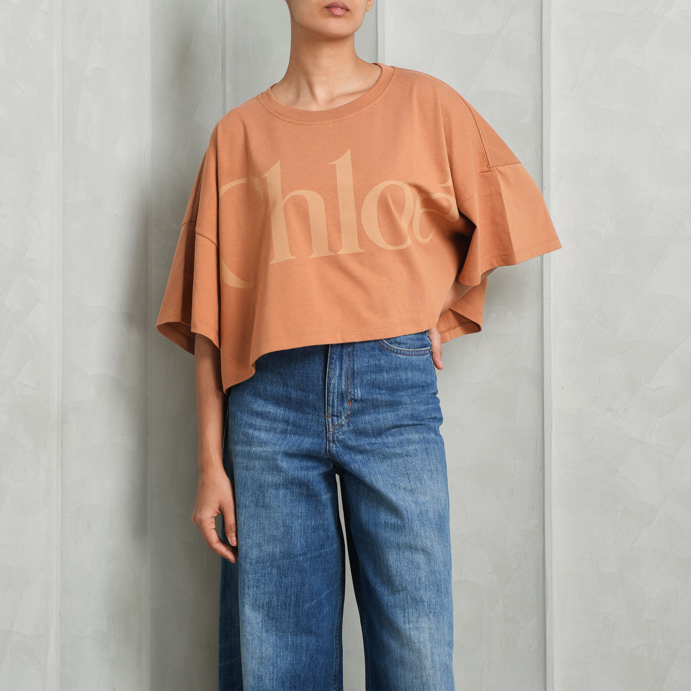 Chloé Cropped Boxy Logo T-shirt Cotton