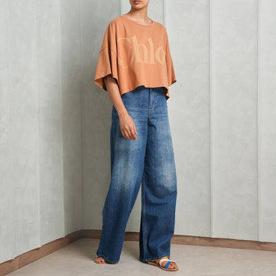 Chloé Cropped Boxy Logo T-shirt Orange