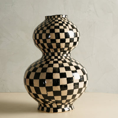 Black Checkered Vase