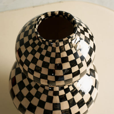 Black Checkered Vase