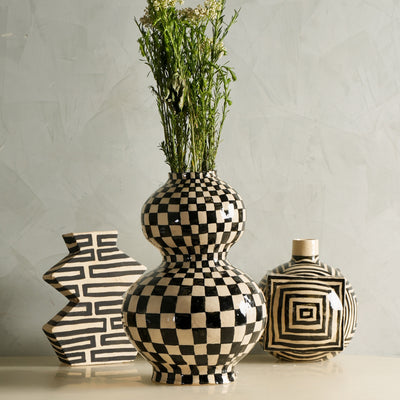 Black Checkered Vase