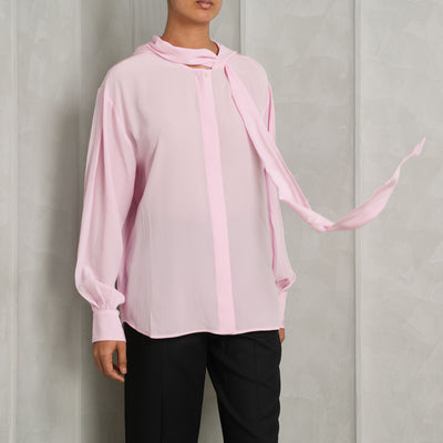 VICTORIA BECKHAM pink hooded tie neck blouse