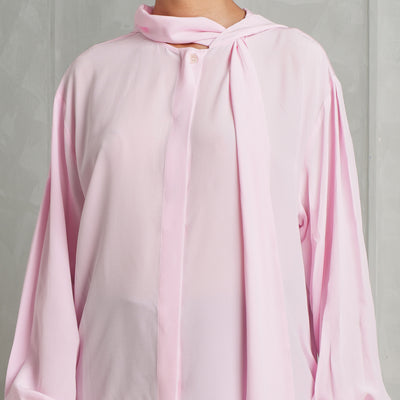 VICTORIA BECKHAM pink hooded tie neck blouse