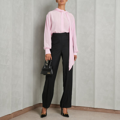 VICTORIA BECKHAM pink hooded tie neck blouse