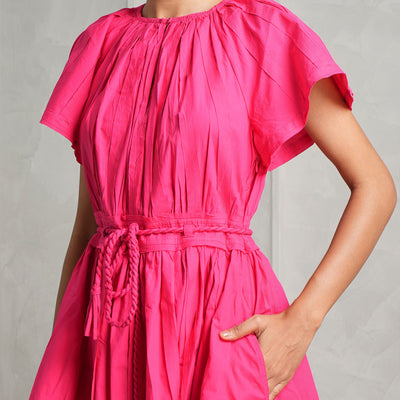 ULLA JOHNSON jessa belted pink mini dress