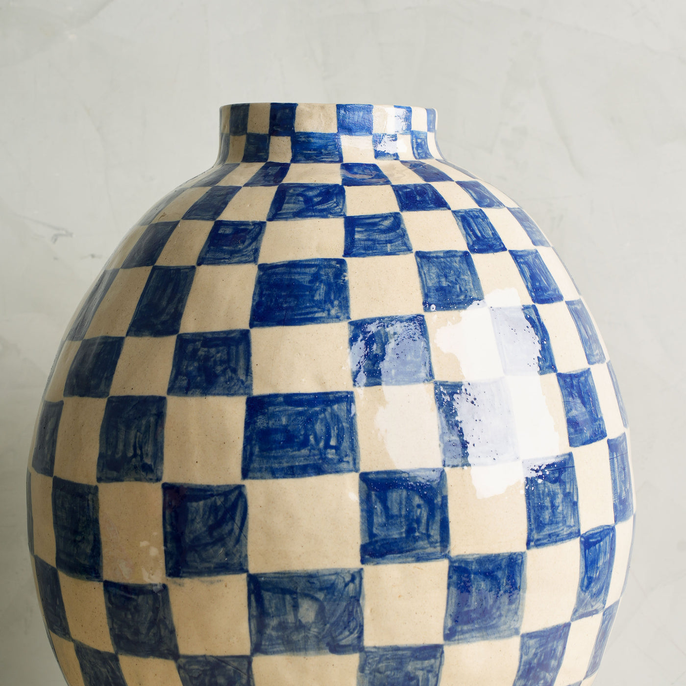 Oval Eith Blue Check Jar