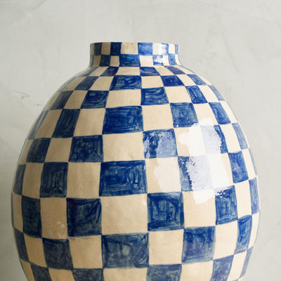 Oval Eith Blue Check Jar