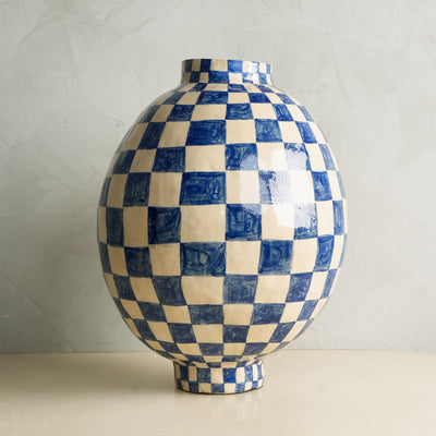 Oval Eith Blue Check Jar