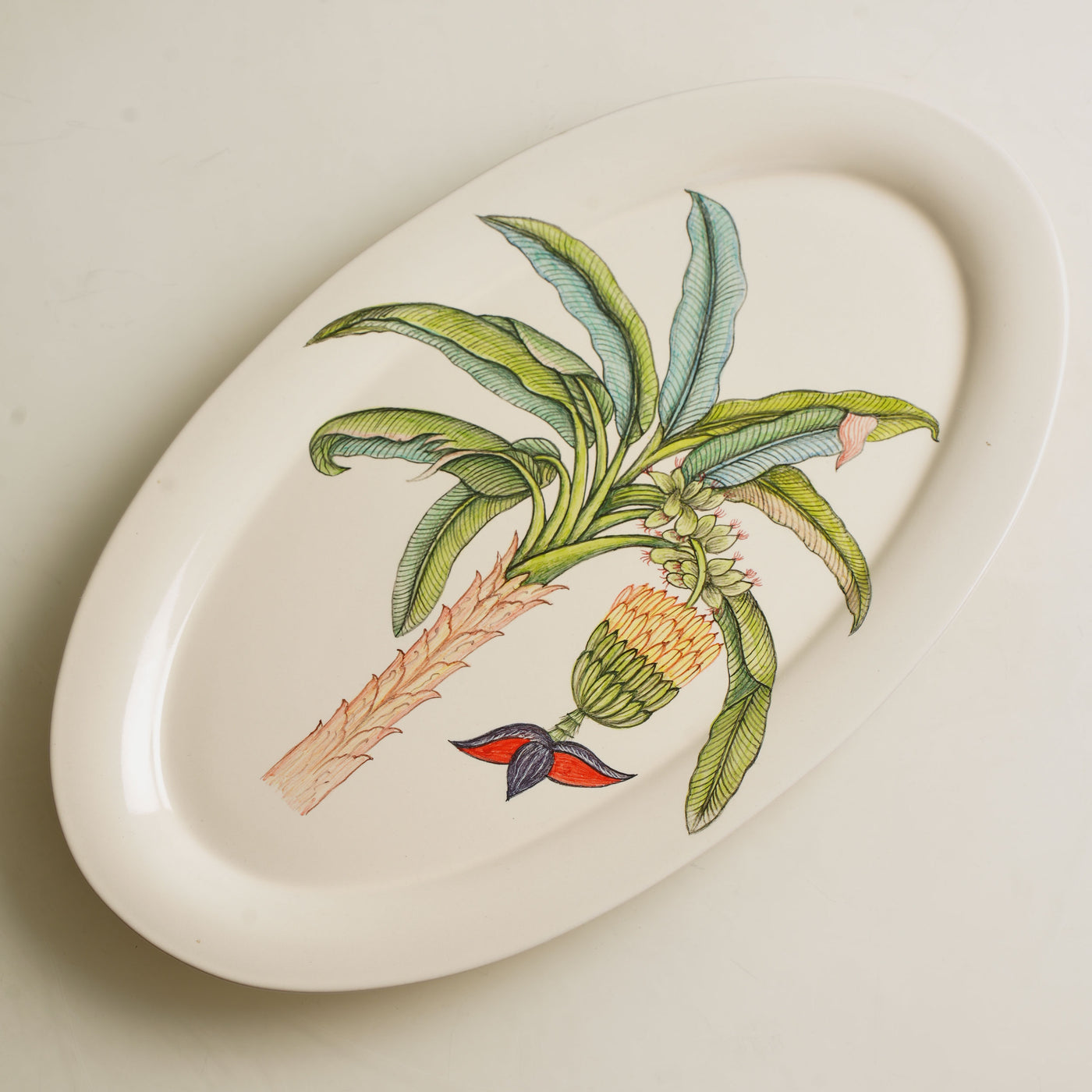 KHANOOM oval platter small banana tree vibrant banana tree motif