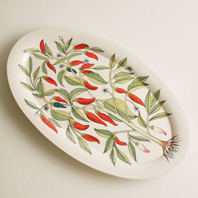 KHANOOM oval platter small chilli statement chili motif with white backdrop