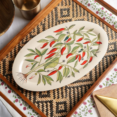 KHANOOM oval platter small chilli statement chili motif with white backdrop