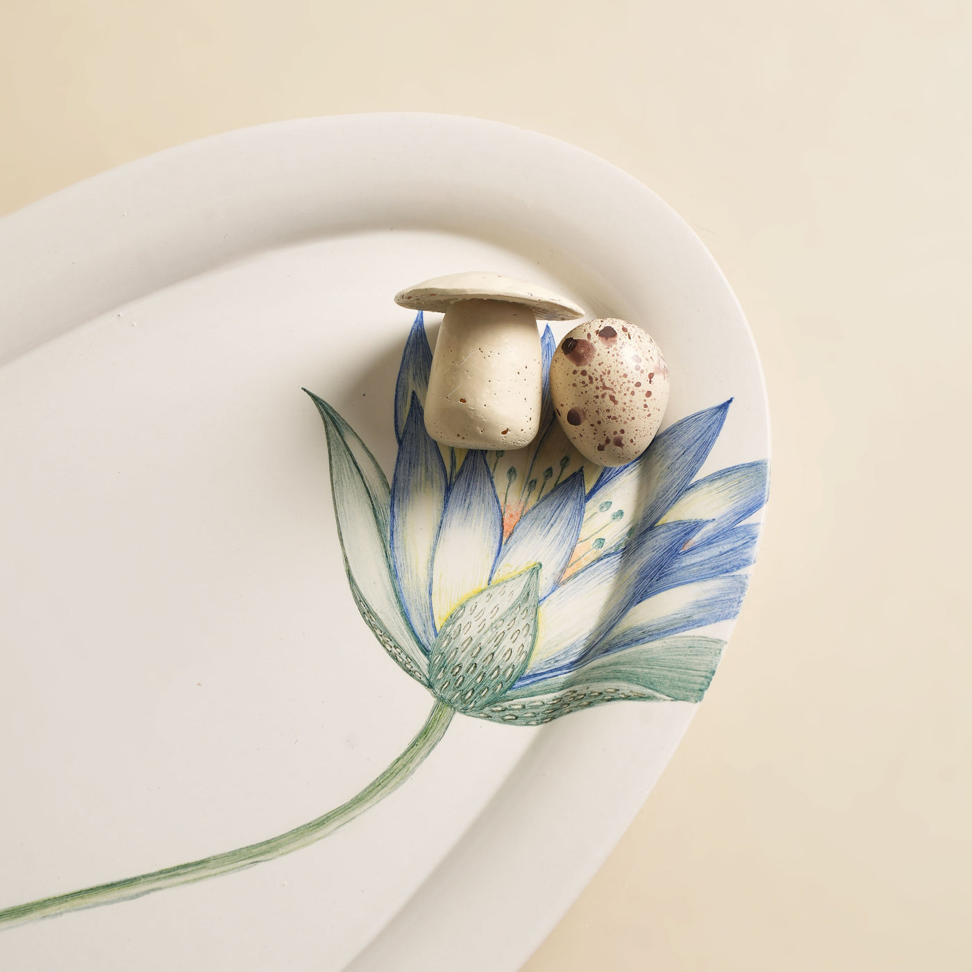 Oval Small Blue Lily Platter