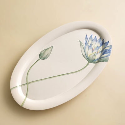 Oval Small Blue Lily Platter