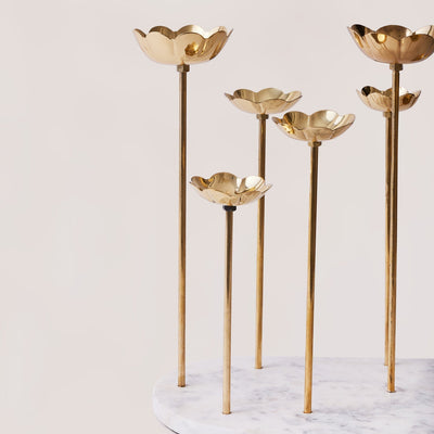 golden lotus shape candle stand by fleck 