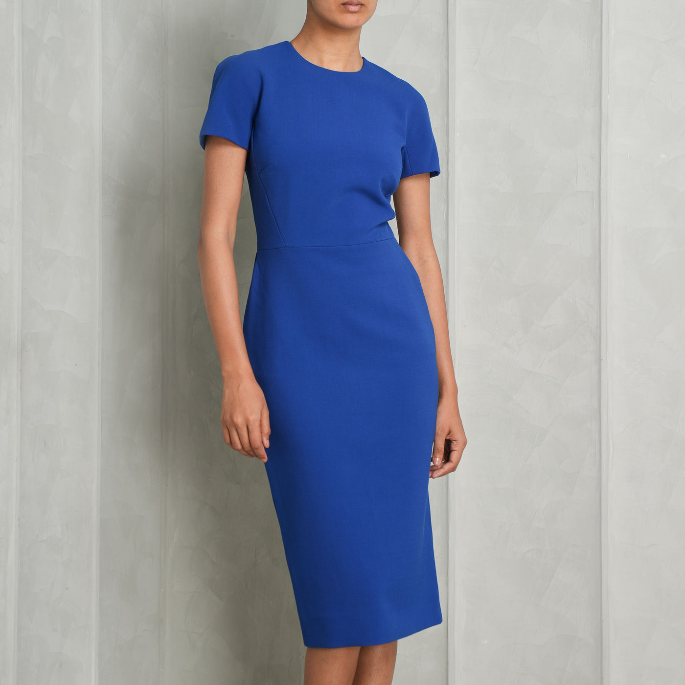 VICTORIA BECKHAM blue midi classic t-shirt dress