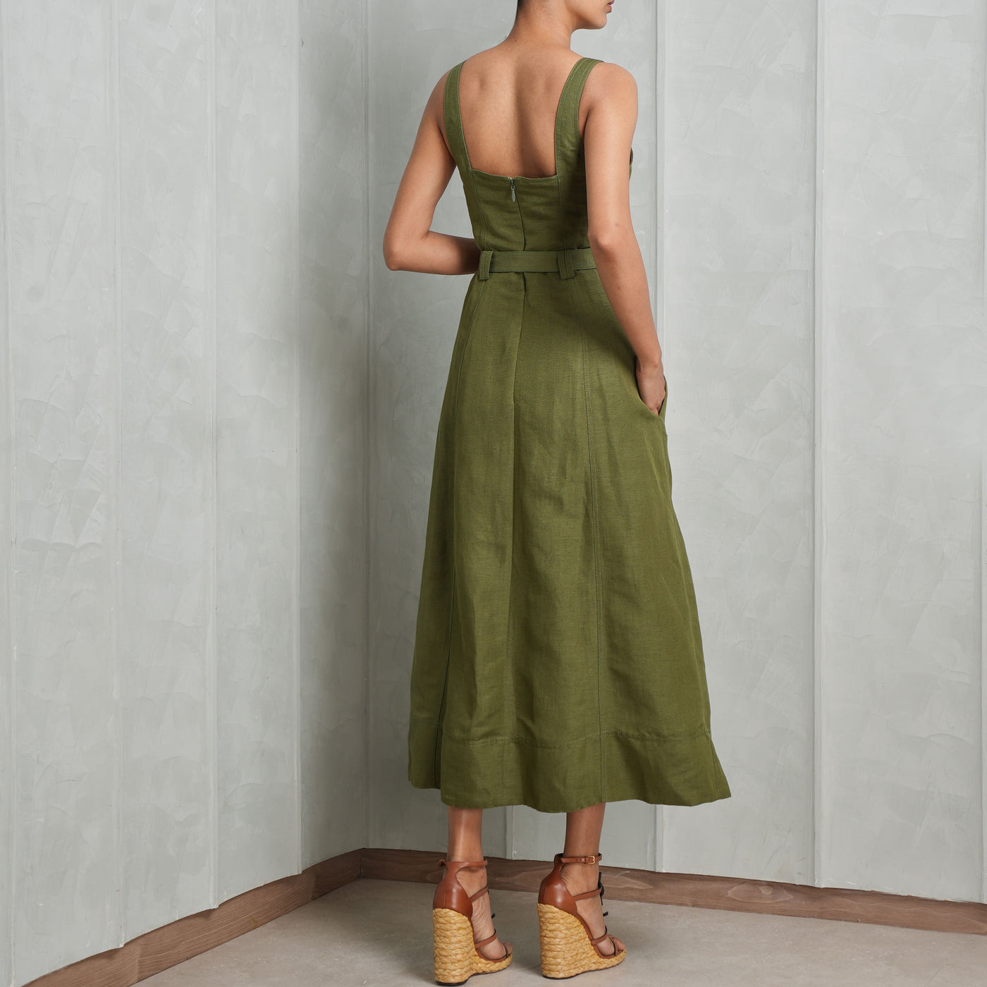 AJE Axle Utility Midi Dress Linen