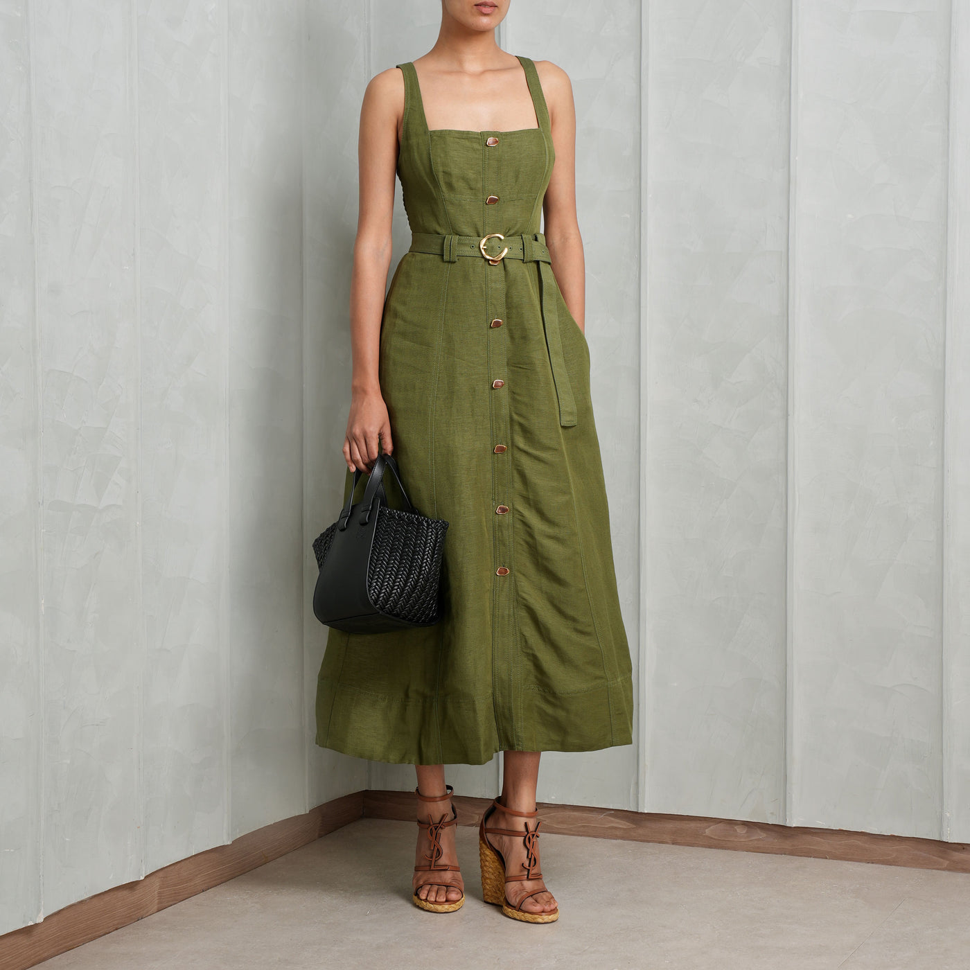 AJE Axle Utility Midi Dress Green