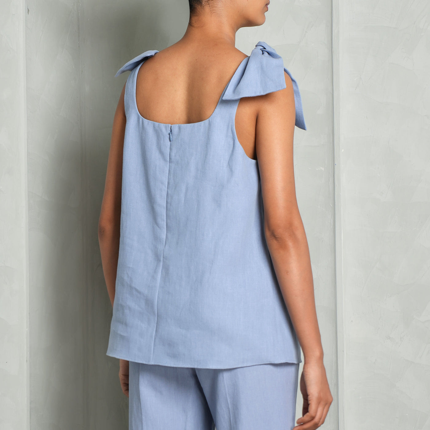 CHLOE Bow strap tank top pebble blue 