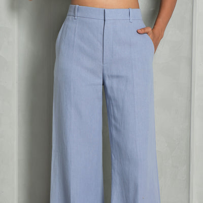 CHLOE Low waist flare pants blue linen