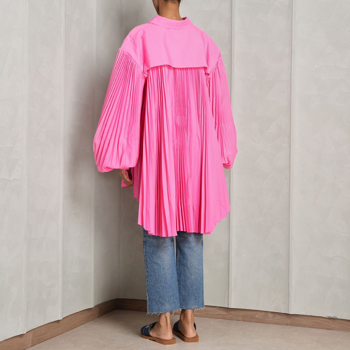 ACLER pleated kirtling pink shirt