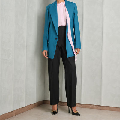 VICTORIA BECKHAM blue single breasted peak lapel jacket