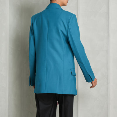 VICTORIA BECKHAM blue single breasted peak lapel jacket
