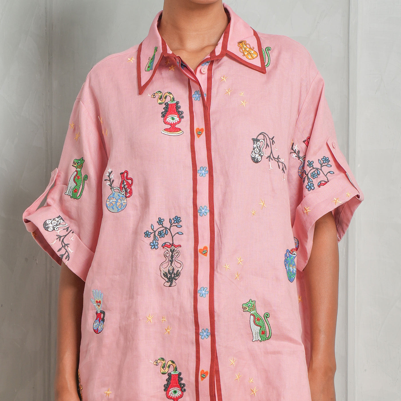 Alemais Pink Timmy Embroidered Shirt