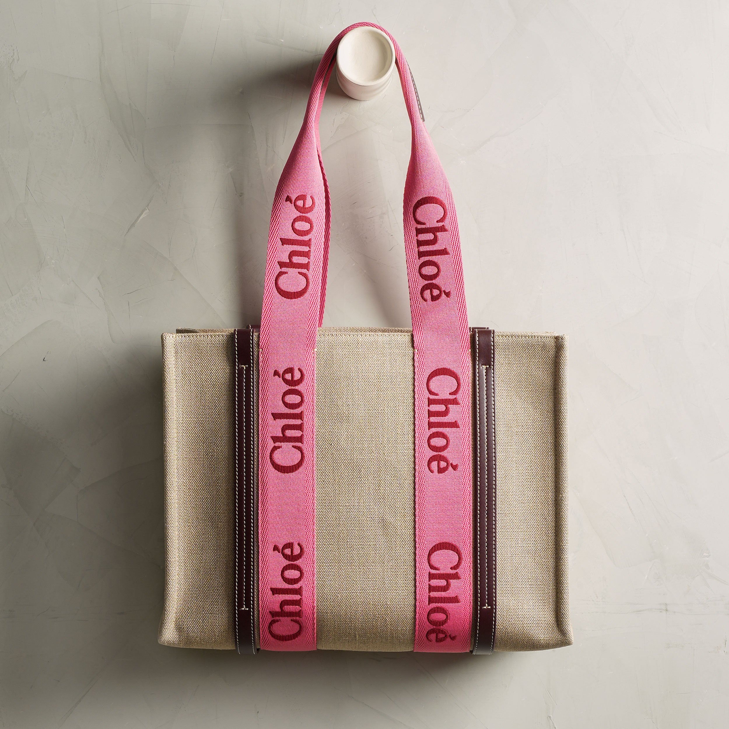 Chloé - Woody Fizzy Pink Leather Mini Logo Tote | Mitchell Stores