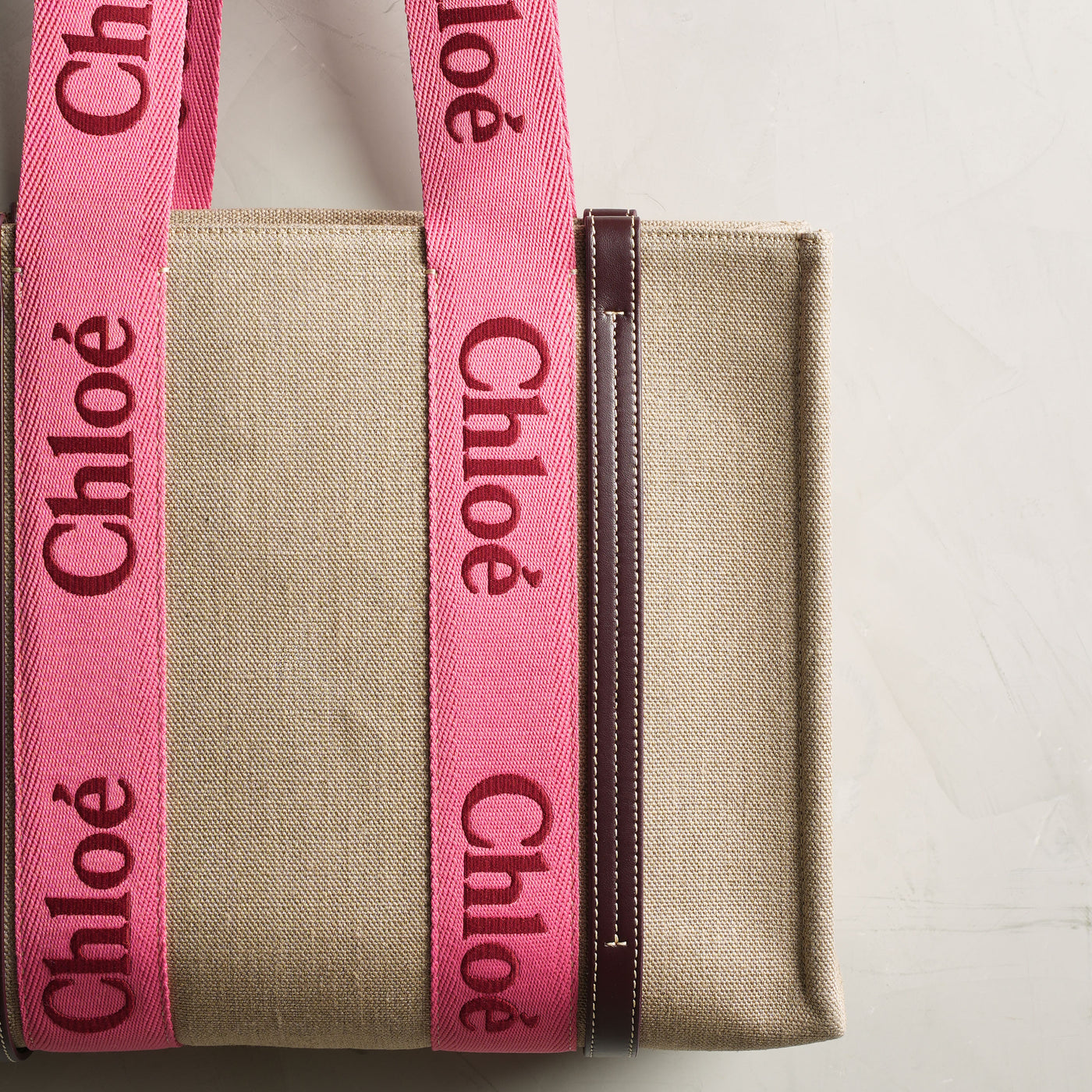 CHLOÉ woody pink medium tote bag