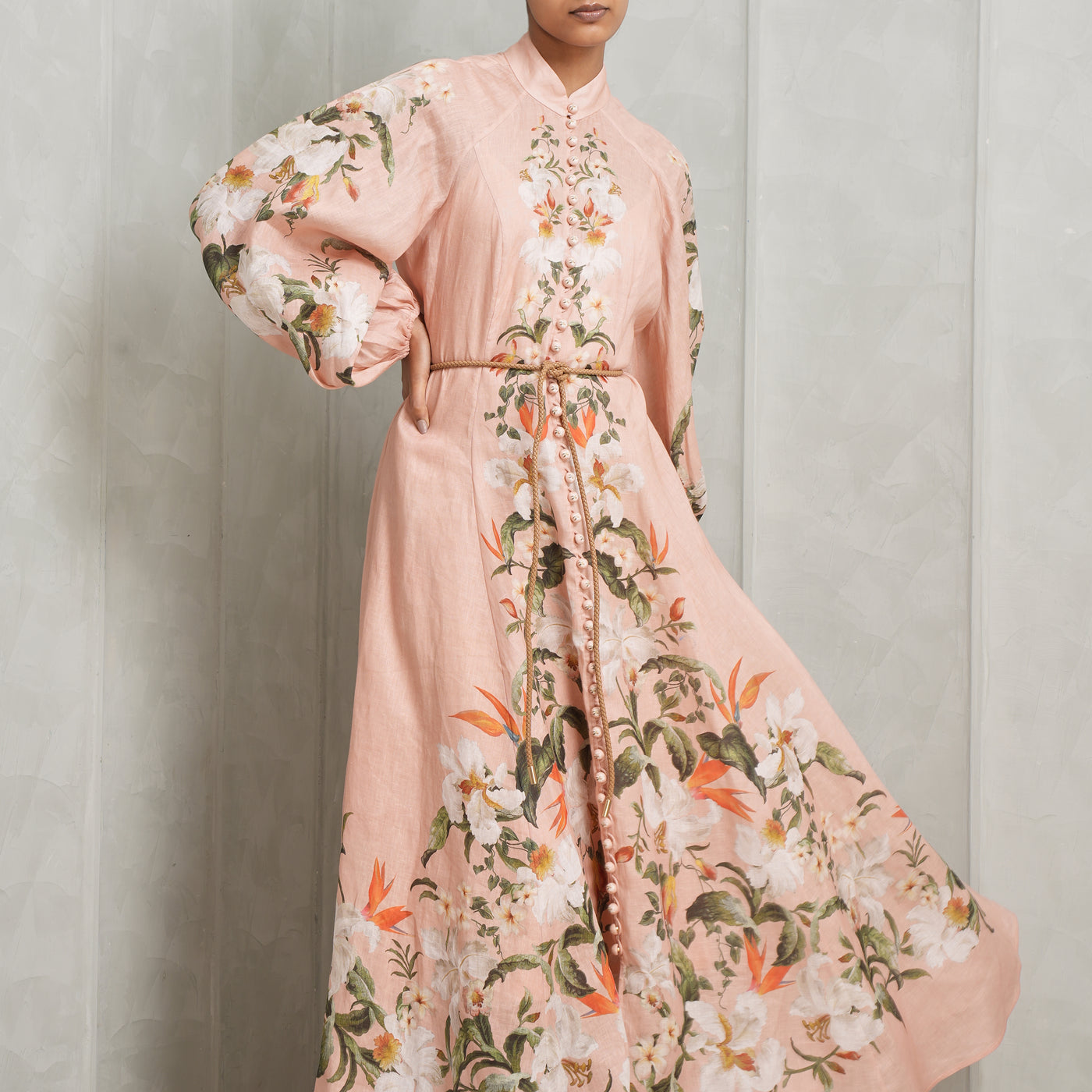 ZIMMERMANN flora printed buttoned lexi dress