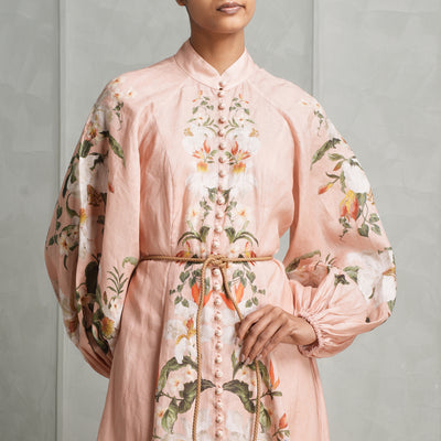 ZIMMERMANN floral lexi billow pink belted dress