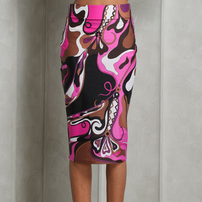 Pucci Orchidee Multicolored Print Pencil Skirt