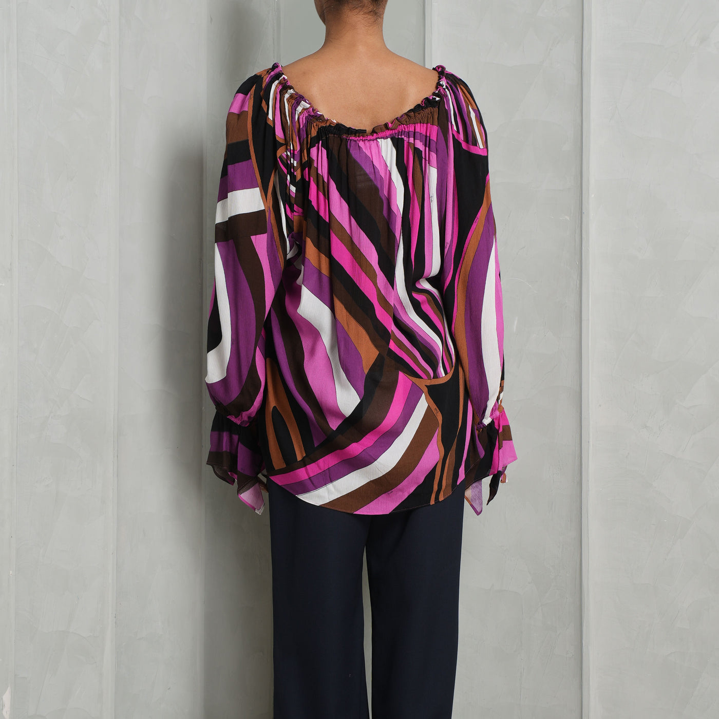 Pucci Multicolor Rayon Printed Off-Shoulder Top