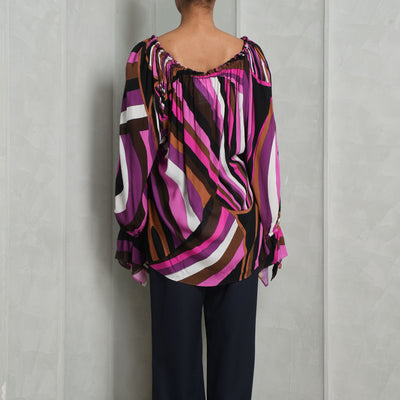 Pucci Multicolor Rayon Printed Off-Shoulder Top