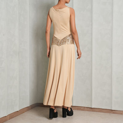 Ruched Raffia Long Dress