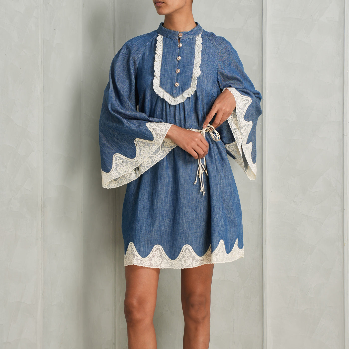 zimmermann denim racer dress ZIMMERMANN Denim Mini Shirt Dress | Night Sky