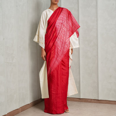 Studio Medium Red Jamdani Shibori Sari