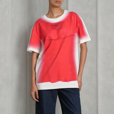 LOEWE Red blurred print t-shirt cotton half sleeve relaxed