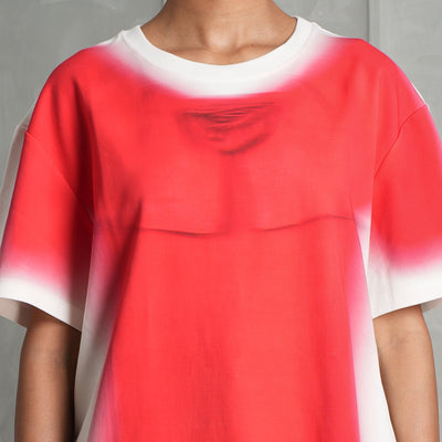 LOEWE Red blurred print t-shirt cotton half sleeve relaxed]