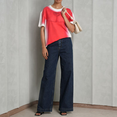 LOEWE Red blurred print t-shirt cotton half sleeve relaxed