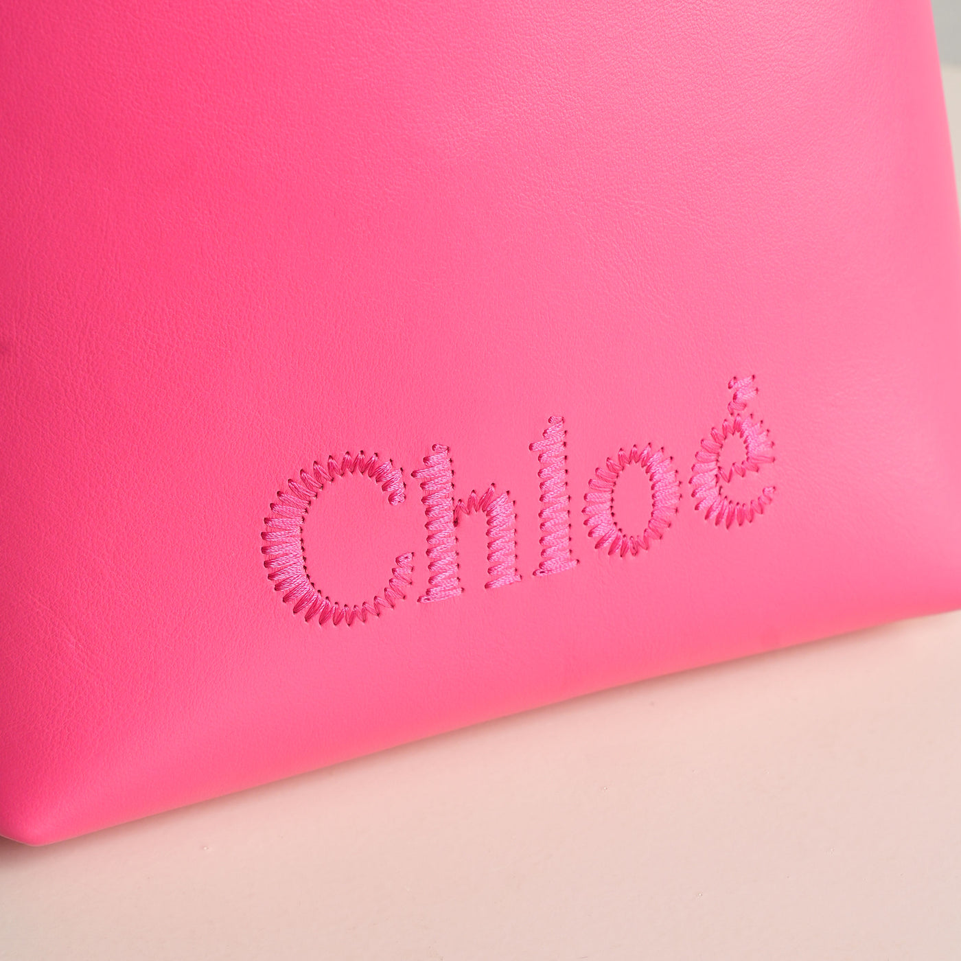 CHLOÉ pink sense logo micro tote bag