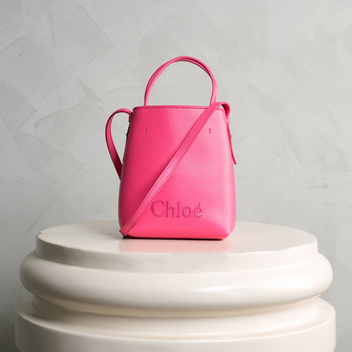CHLOÉ pink leather sense micro tote bag