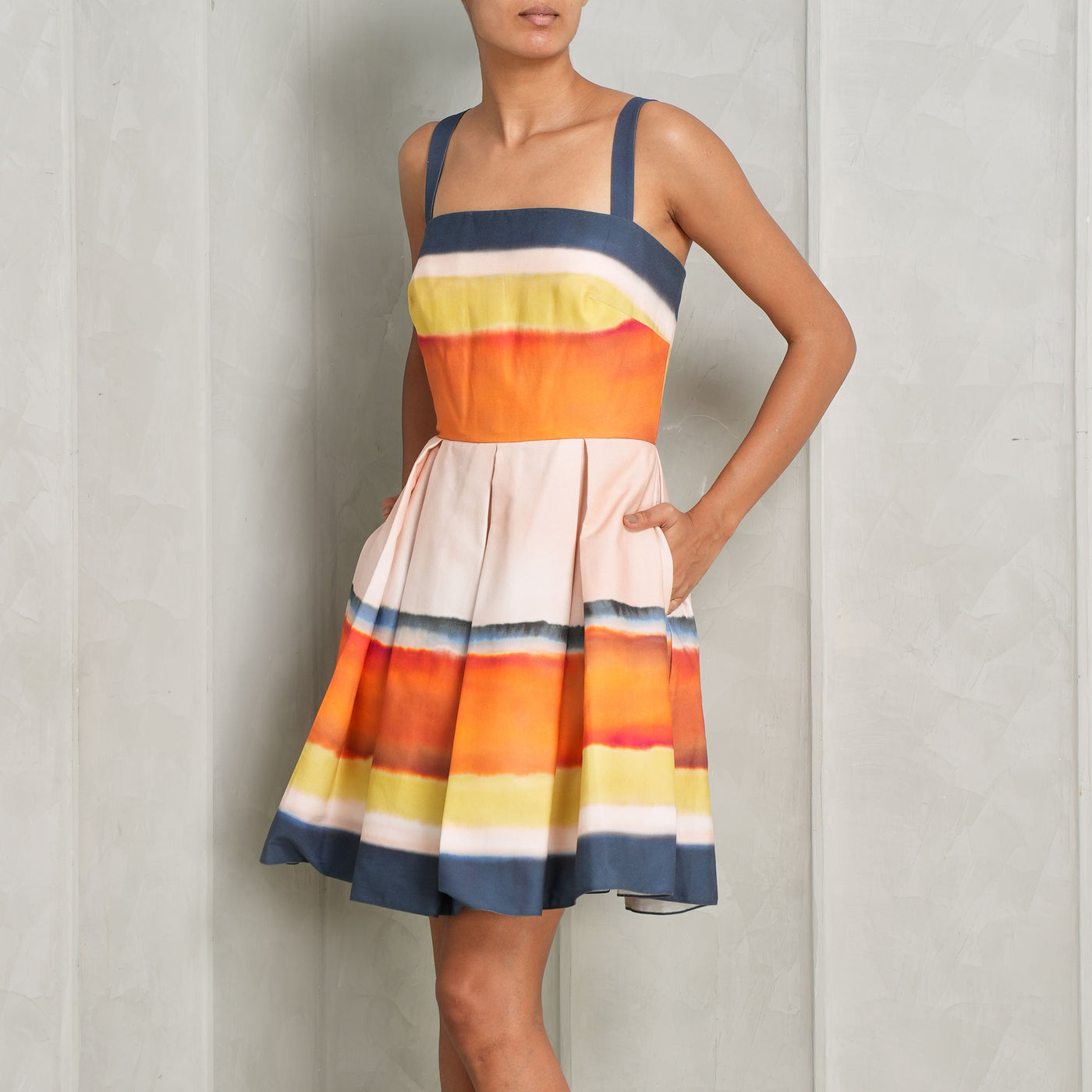 colorful stripped soft cotton short dress 