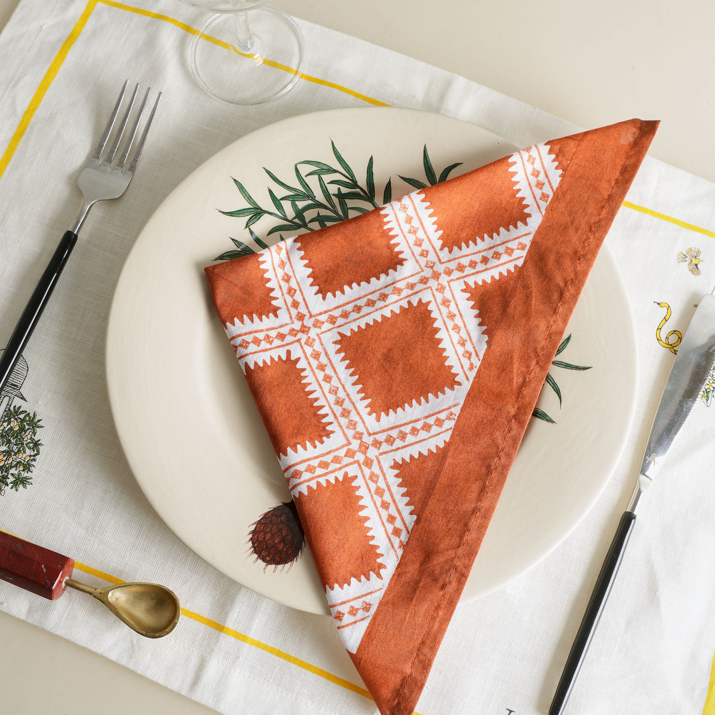 Ecru Rust  Orange  Nomadic Star Napkins