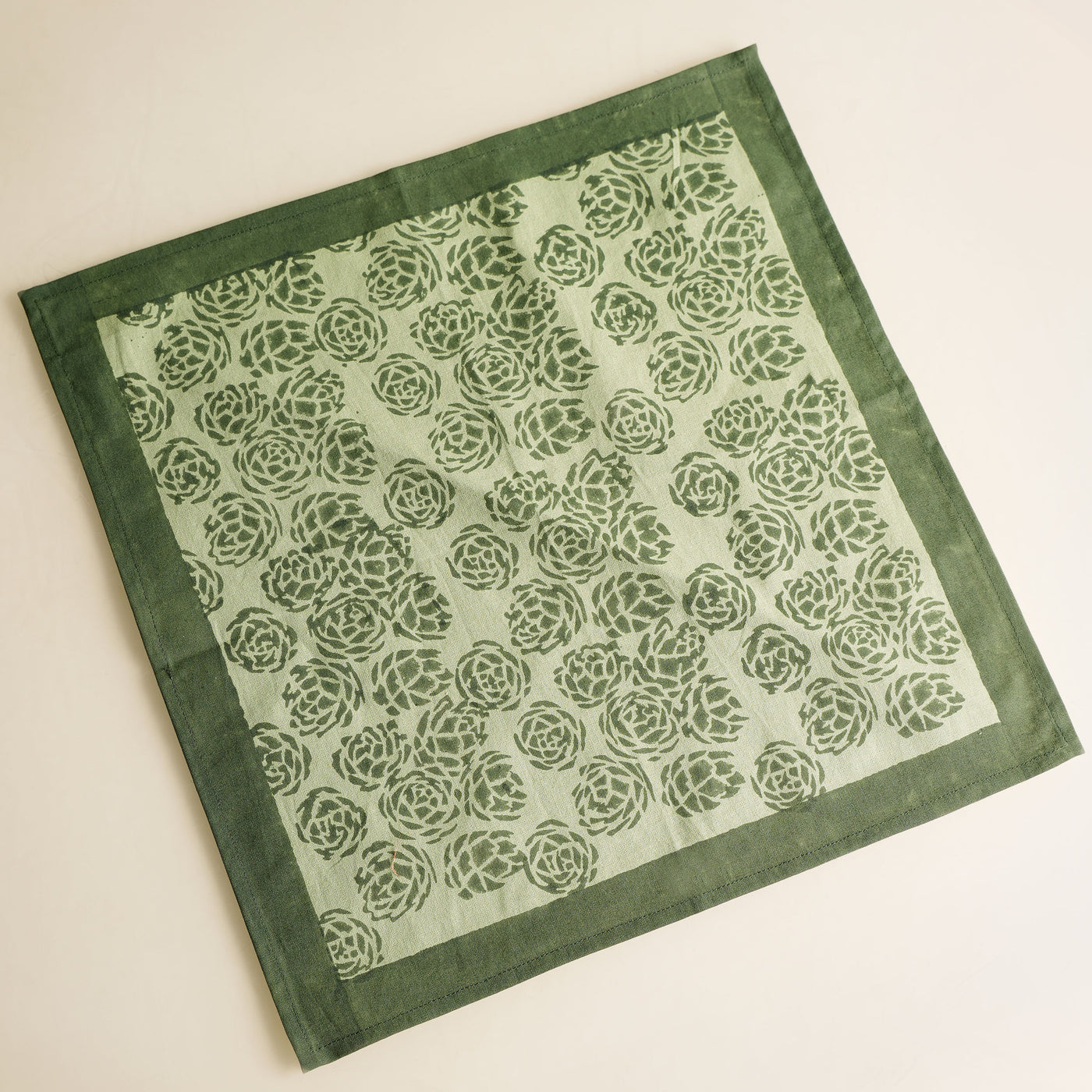 Ecru Green Sage Artichoke Napkins 