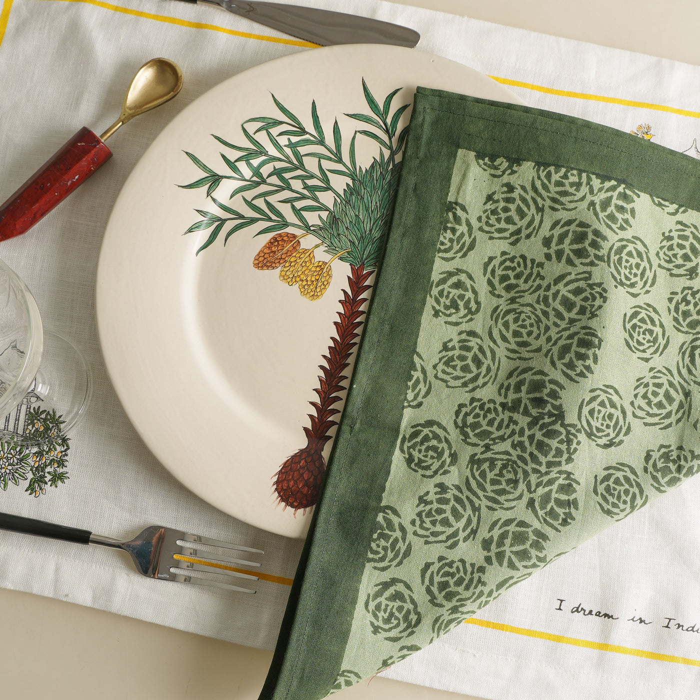 Ecru Sage Artichoke Napkins